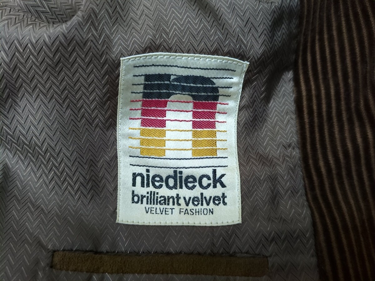 8. 90s niedieck brilliant velvet 日本製 ヴィンテージ コットン コーデュロイ テーラード ジャケット メンズ170 茶 y603_画像10