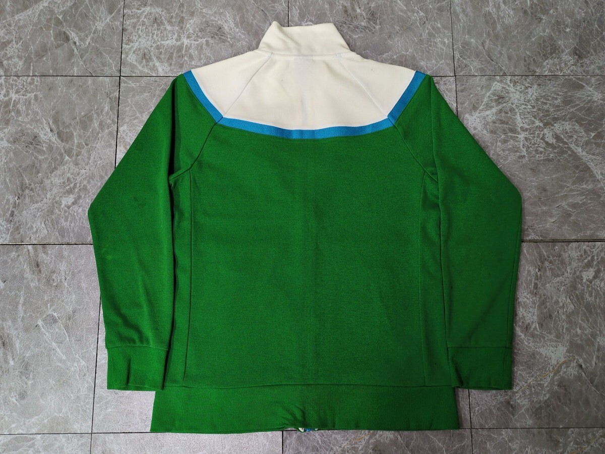 8．NIKE ロゴ刺繍 スウォッシュ ハイネック ポリコットン トラック ジャケット ジャージ ブルゾン ナイキ レディースL 白緑水色x802_画像2