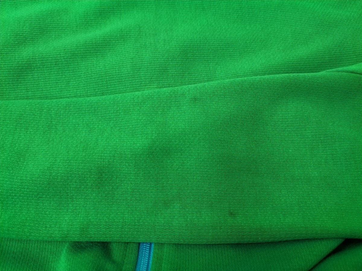 8．NIKE ロゴ刺繍 スウォッシュ ハイネック ポリコットン トラック ジャケット ジャージ ブルゾン ナイキ レディースL 白緑水色x802_画像6