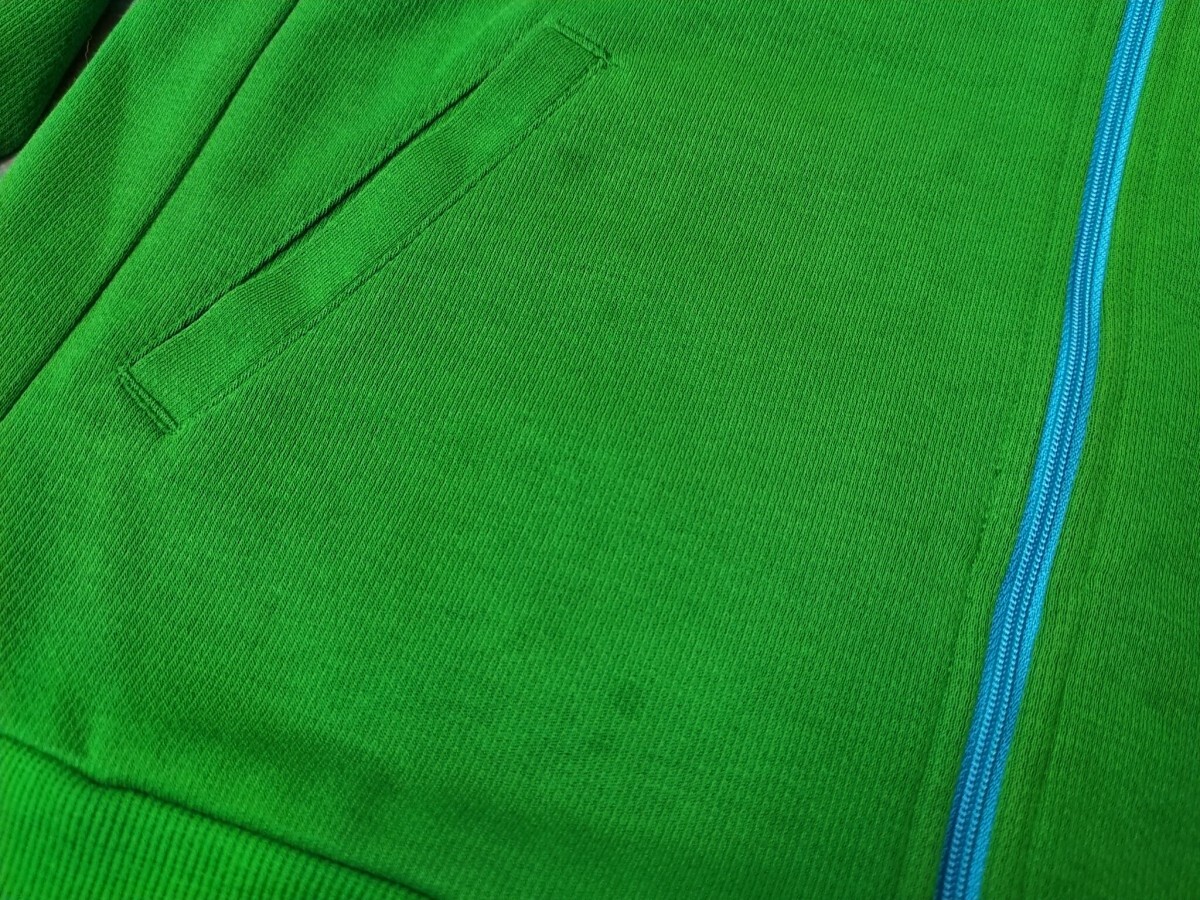 8．NIKE ロゴ刺繍 スウォッシュ ハイネック ポリコットン トラック ジャケット ジャージ ブルゾン ナイキ レディースL 白緑水色x802_画像7