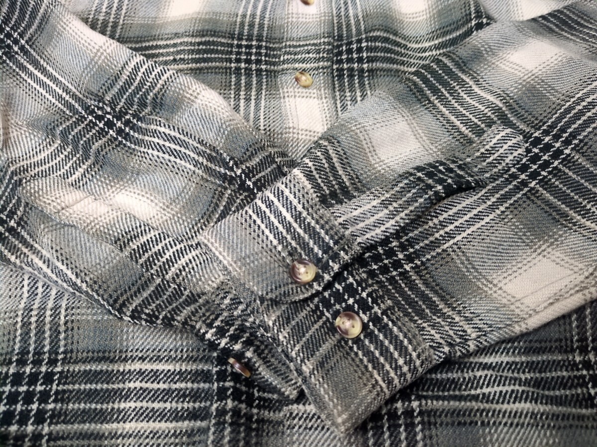 3. 90s オンブレ チェック柄 PEPSI COLA ペプシコーラ ヴィンテージ フランネル シャツ アメカジ メンズM カーキ系ベージュ系x902_画像4