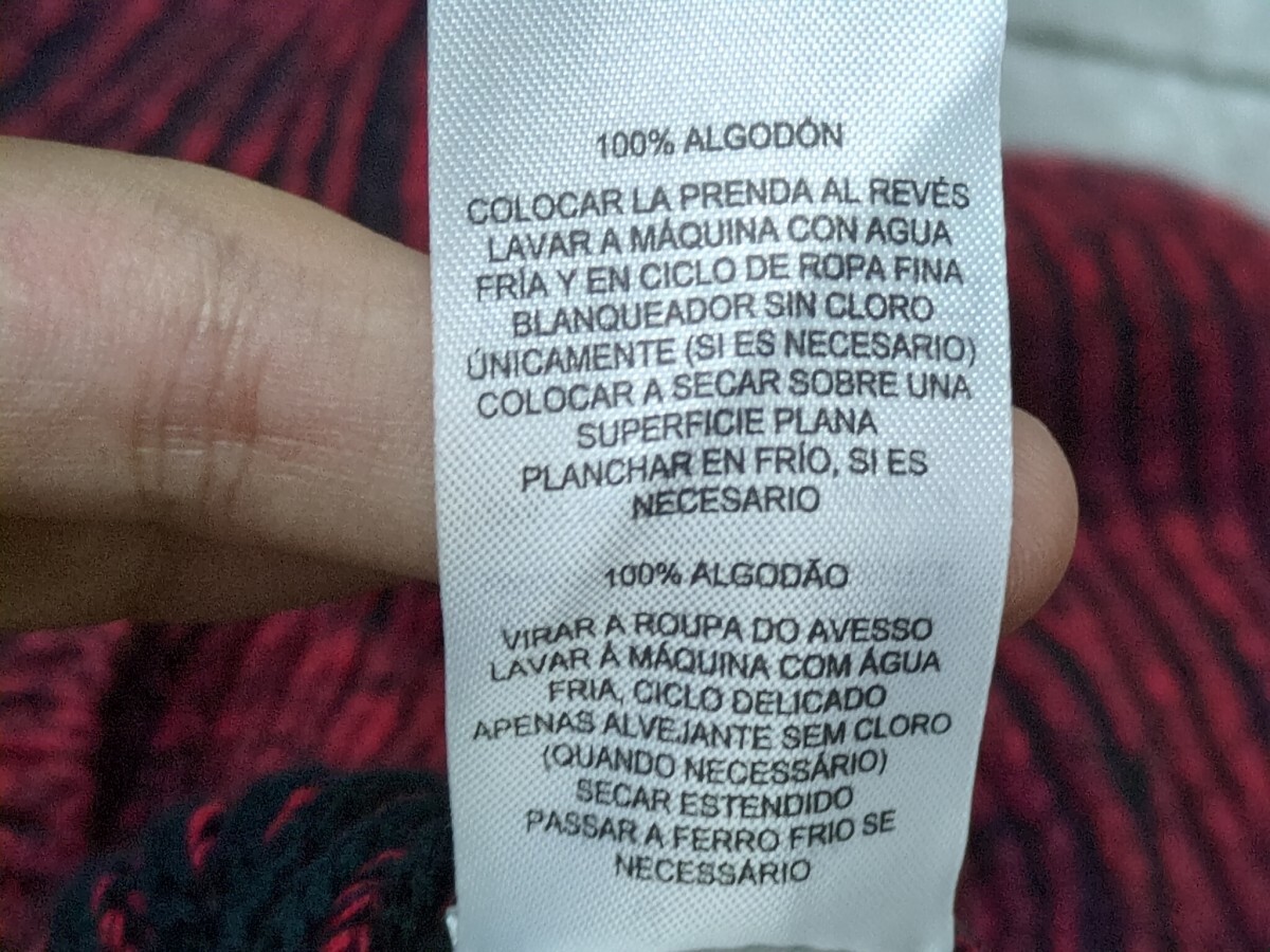 12．アルマーニエクスチェンジ ツートン 襟ロゴ ショールカラー コットン リブニット セーター ARMANI EXCHANGE メンズM 黒赤 x904_画像8