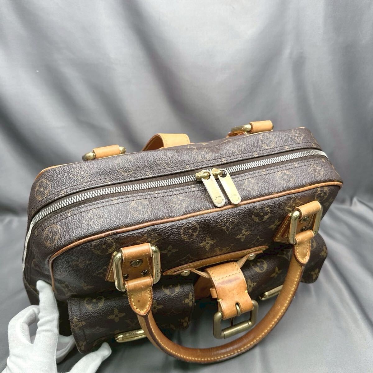 B197 LOUIS VUITTON ルイヴィトン モノグラム マンハッタンGM ハンドバッグ シリアル BA0035_画像5