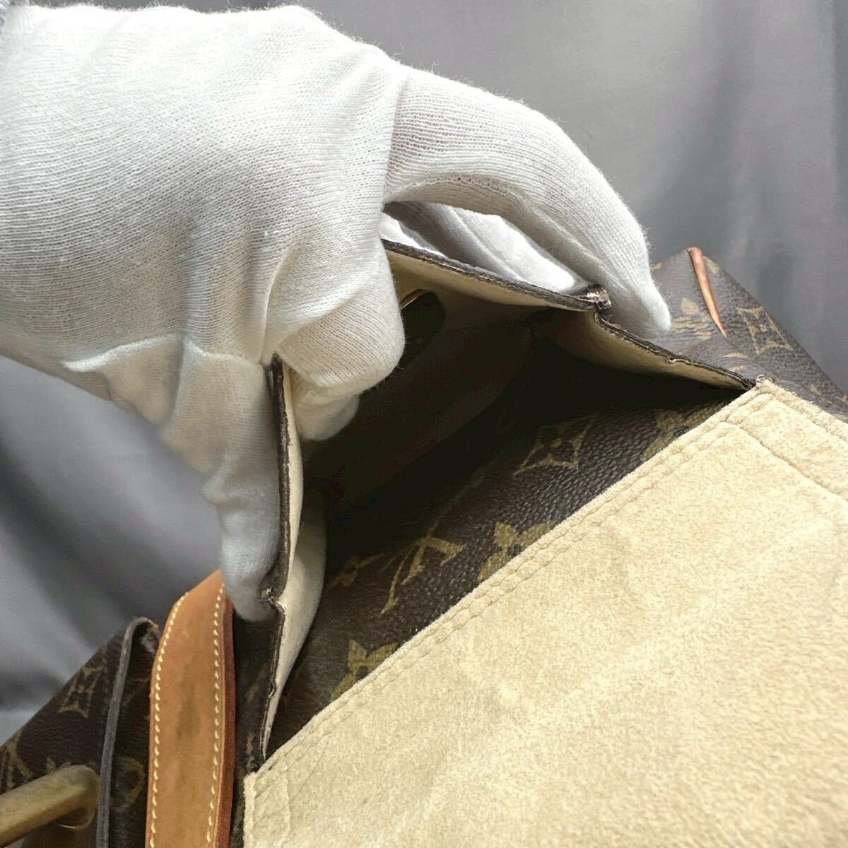 B197 LOUIS VUITTON ルイヴィトン モノグラム マンハッタンGM ハンドバッグ シリアル BA0035_画像7