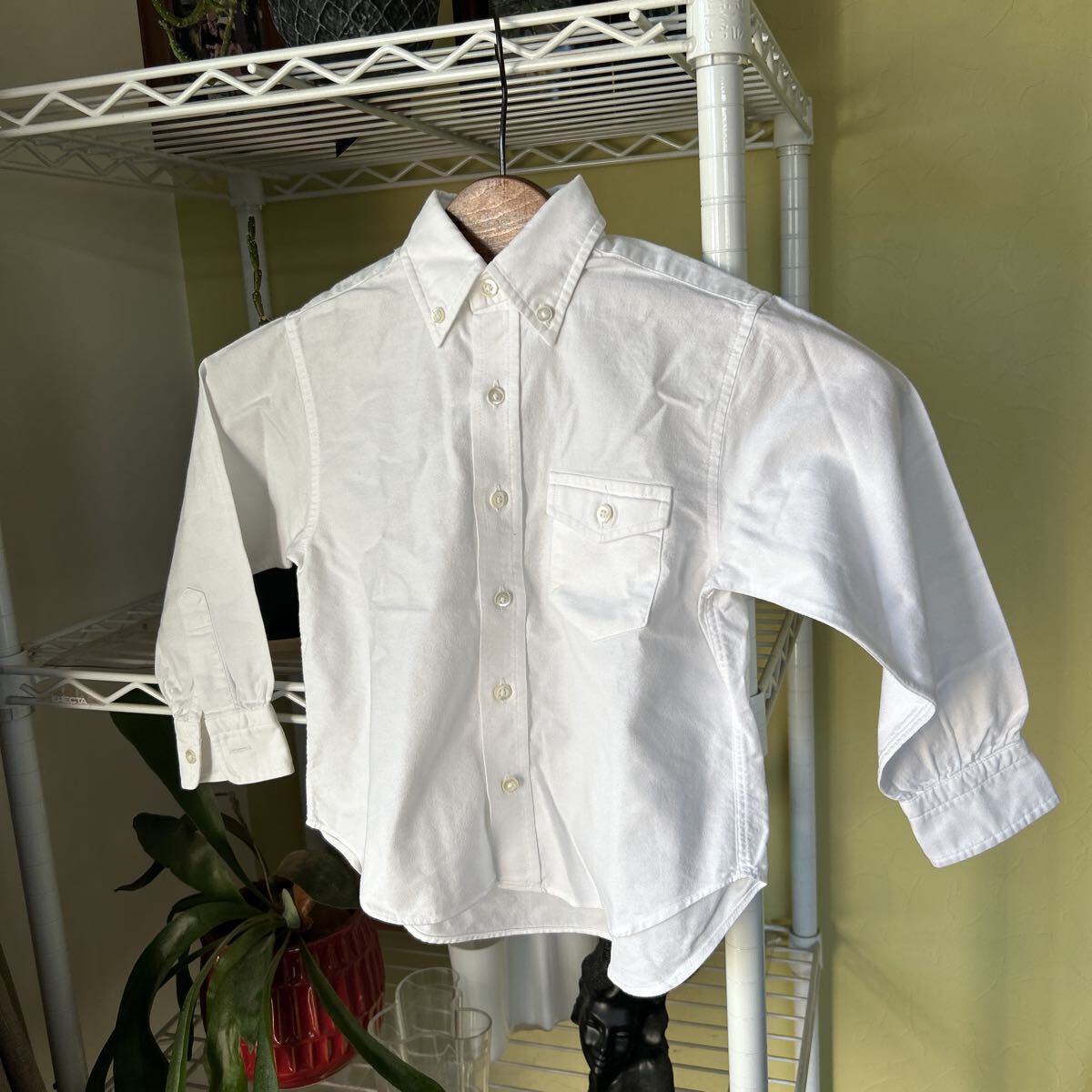 J プレス　キッズ　オックスフォード　ボタンダウンシャツ　白　110_画像3