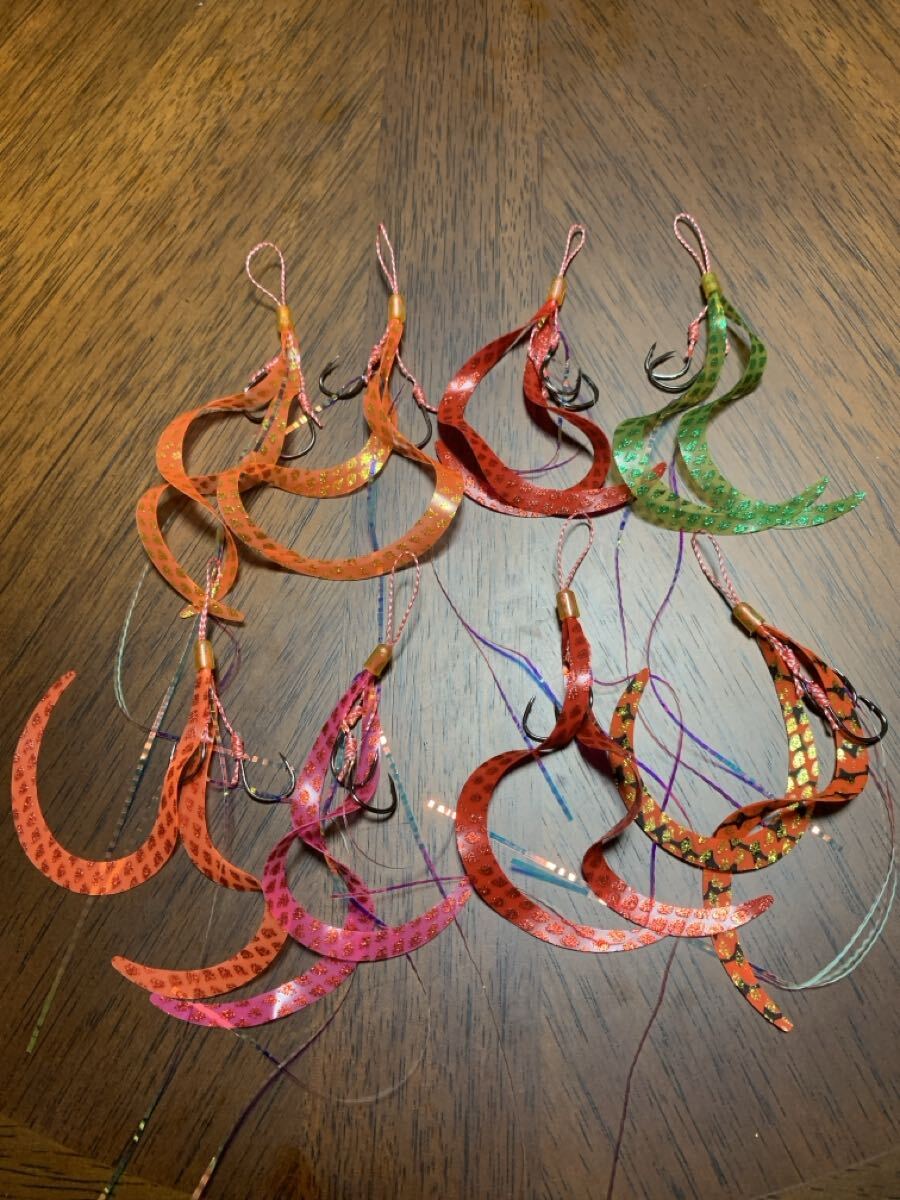 タイラバ　8本　ショート丈ライン　ブラック針仕様　シリコン製ネクタイ_画像1