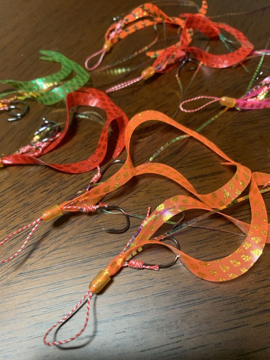 タイラバ　8本　ショート丈ライン　ブラック針仕様　シリコン製ネクタイ_画像2