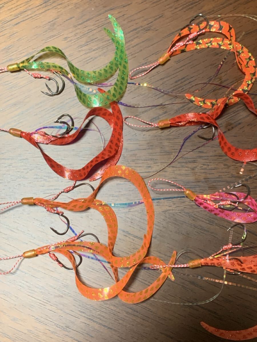 タイラバ　8本　ショート丈ライン　ブラック針仕様　シリコン製ネクタイ_画像3