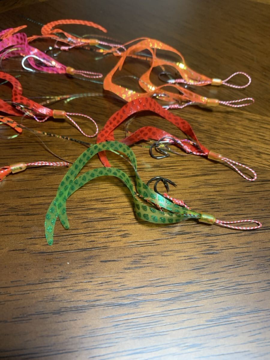 タイラバ　8本　ショート丈ライン　ブラック針仕様　シリコン製ネクタイ_画像5