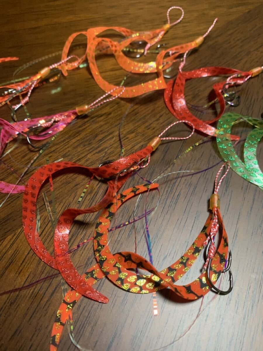 タイラバ　8本　ショート丈ライン　ブラック針仕様　シリコン製ネクタイ_画像6