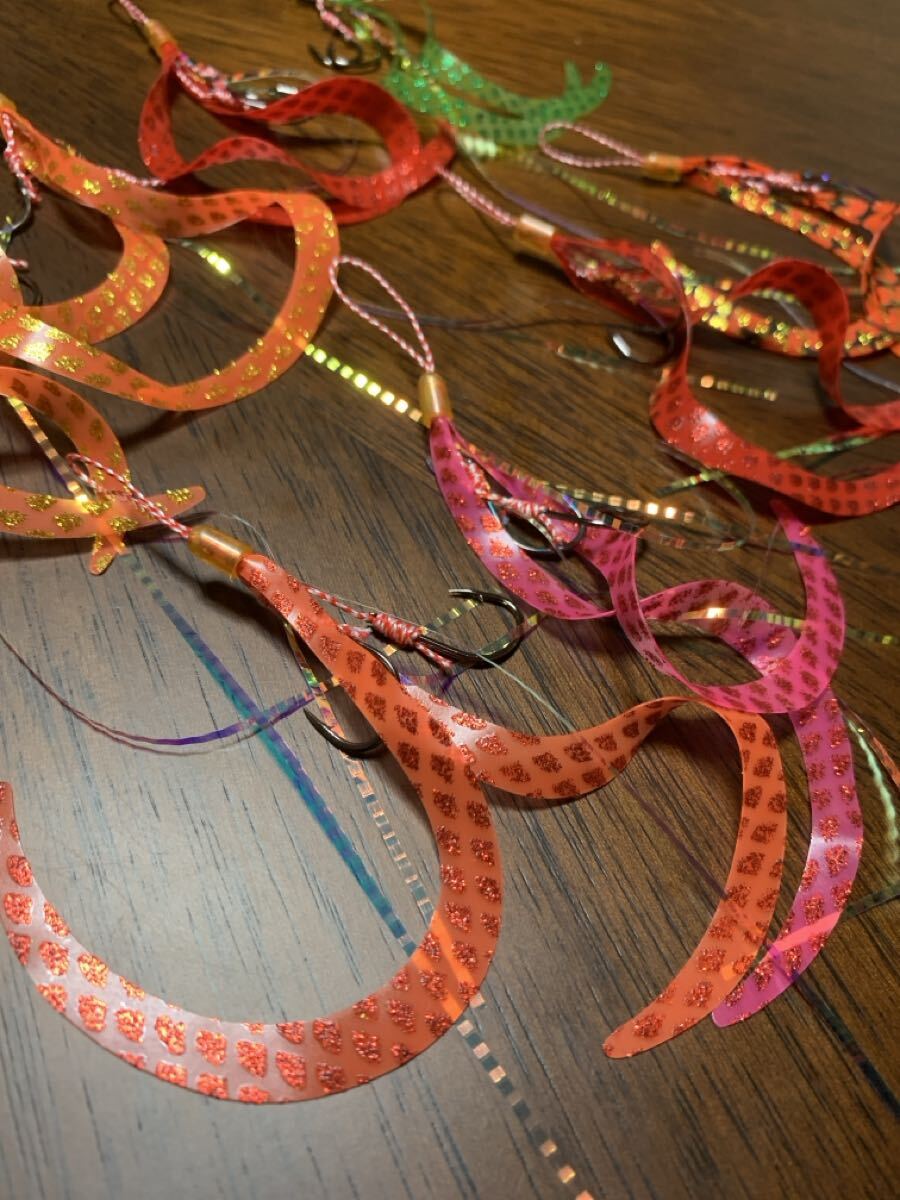 タイラバ　8本　ショート丈ライン　ブラック針仕様　シリコン製ネクタイ_画像7