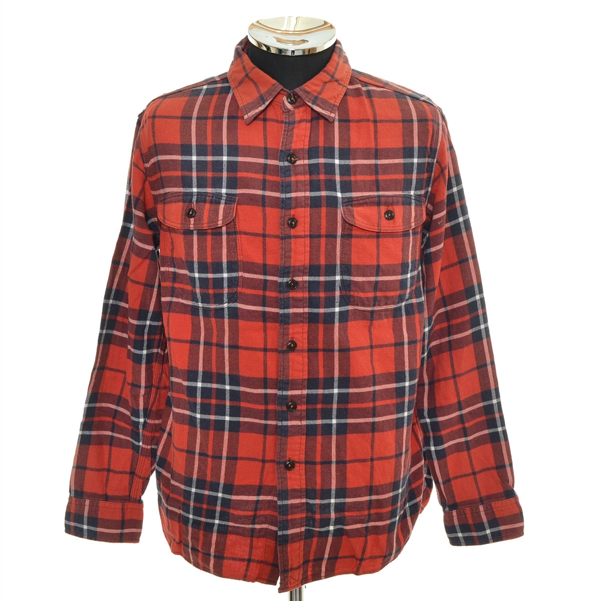 〇549076 KATO' BASIC カトーベーシック ○長袖 シャツ ネルシャツ サイズS メンズ レッド チェック_画像1