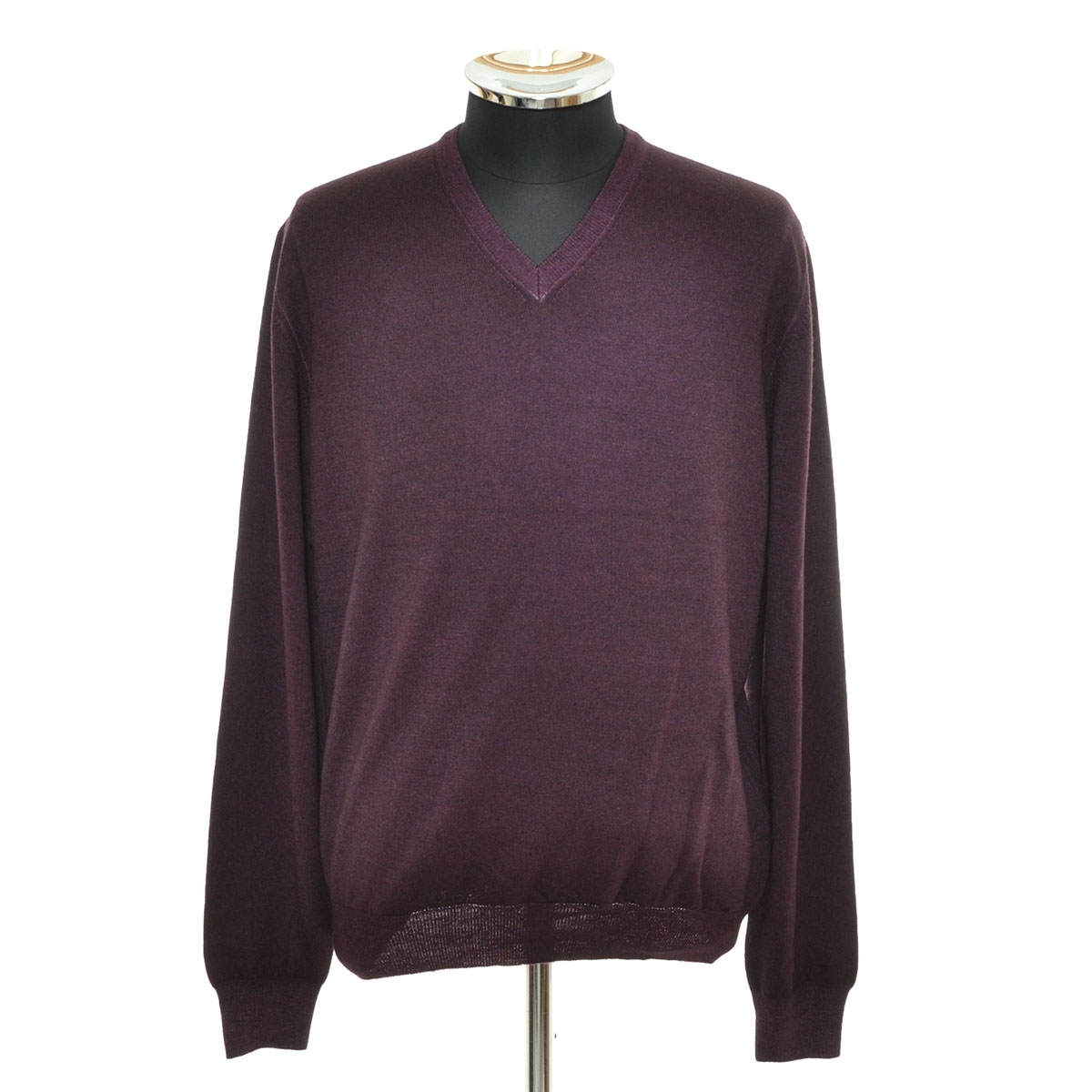 〇538586 GRAN SASSO グランサッソ ○長袖ニットセーター Vネック サイズ48 メンズ イタリア製 パープル_画像1