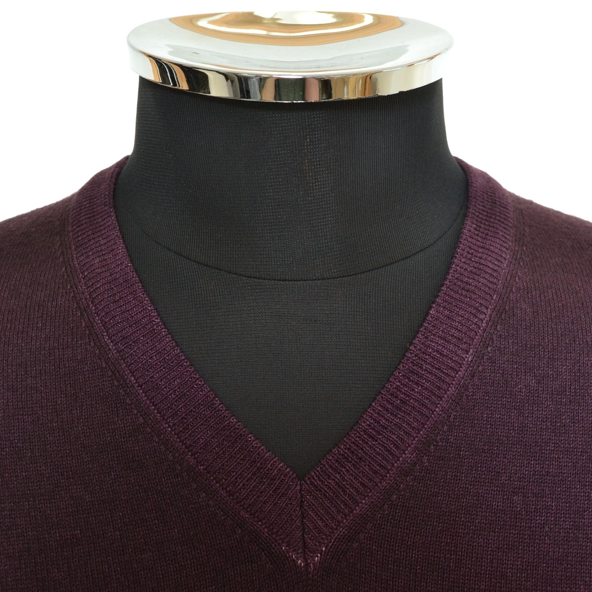 〇538586 GRAN SASSO グランサッソ ○長袖ニットセーター Vネック サイズ48 メンズ イタリア製 パープル_画像3