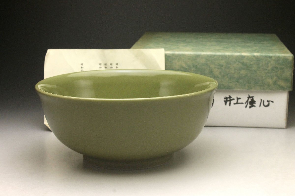 [ более .] Kyoyaki Inoue . сердце структура селадон кондитерские изделия горшок * чайная посуда нет царапина прекрасный товар < включение в покупку возможно >