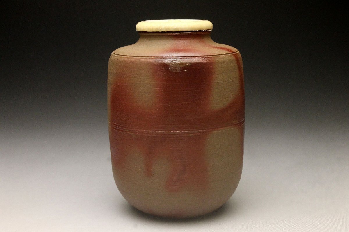 【余韻】 備前焼 木村陶峰 茶入 共箱 仕覆付 茶道具＜同梱可＞_画像3