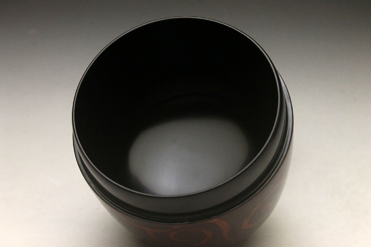 【余韻】 中出光峰 作 渦唐草絵 中棗★天然木製 共箱 茶道具＜同梱可＞_画像6
