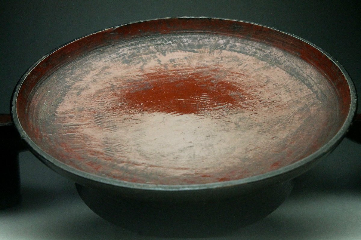 【余韻】 根来塗 朱塗 高台皿(5客)★江戸期 骨董品<同梱可>_画像4