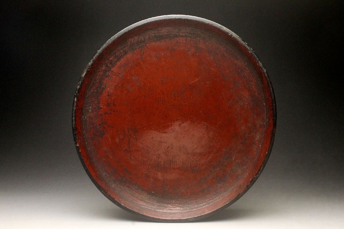 【余韻】 根来塗 朱塗 高台皿(5客)★江戸期 骨董品<同梱可>_画像6
