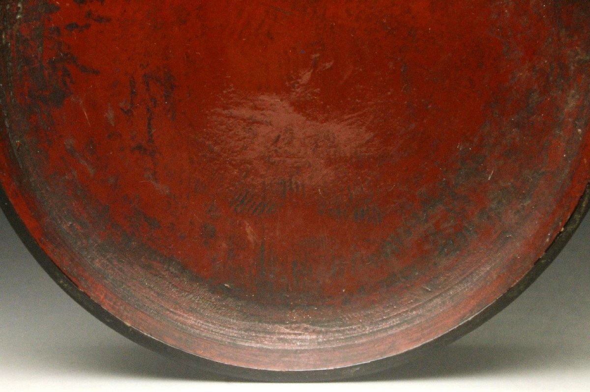 【余韻】 根来塗 朱塗 高台皿(5客)★江戸期 骨董品<同梱可>_画像7