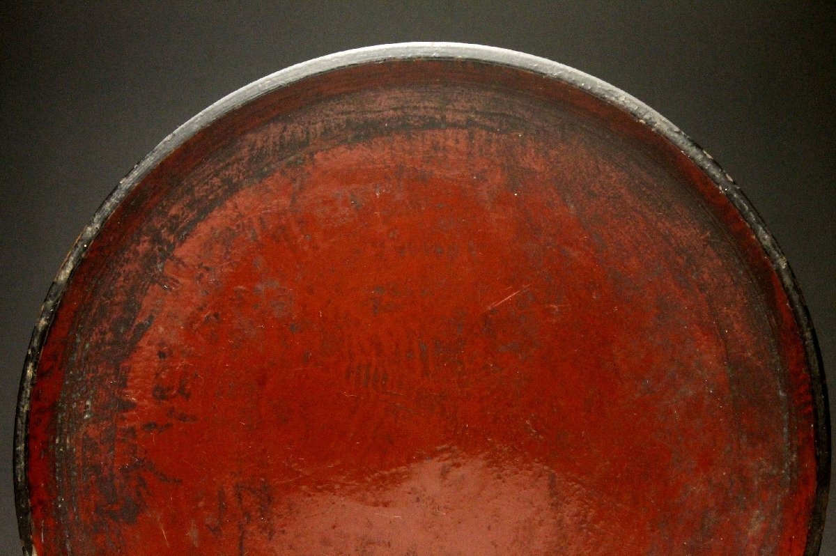 【余韻】 根来塗 朱塗 高台皿(5客)★江戸期 骨董品<同梱可>_画像8