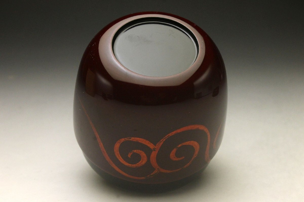 【余韻】 中出光峰 作 渦唐草絵 中棗★天然木製 共箱 茶道具＜同梱可＞_画像7