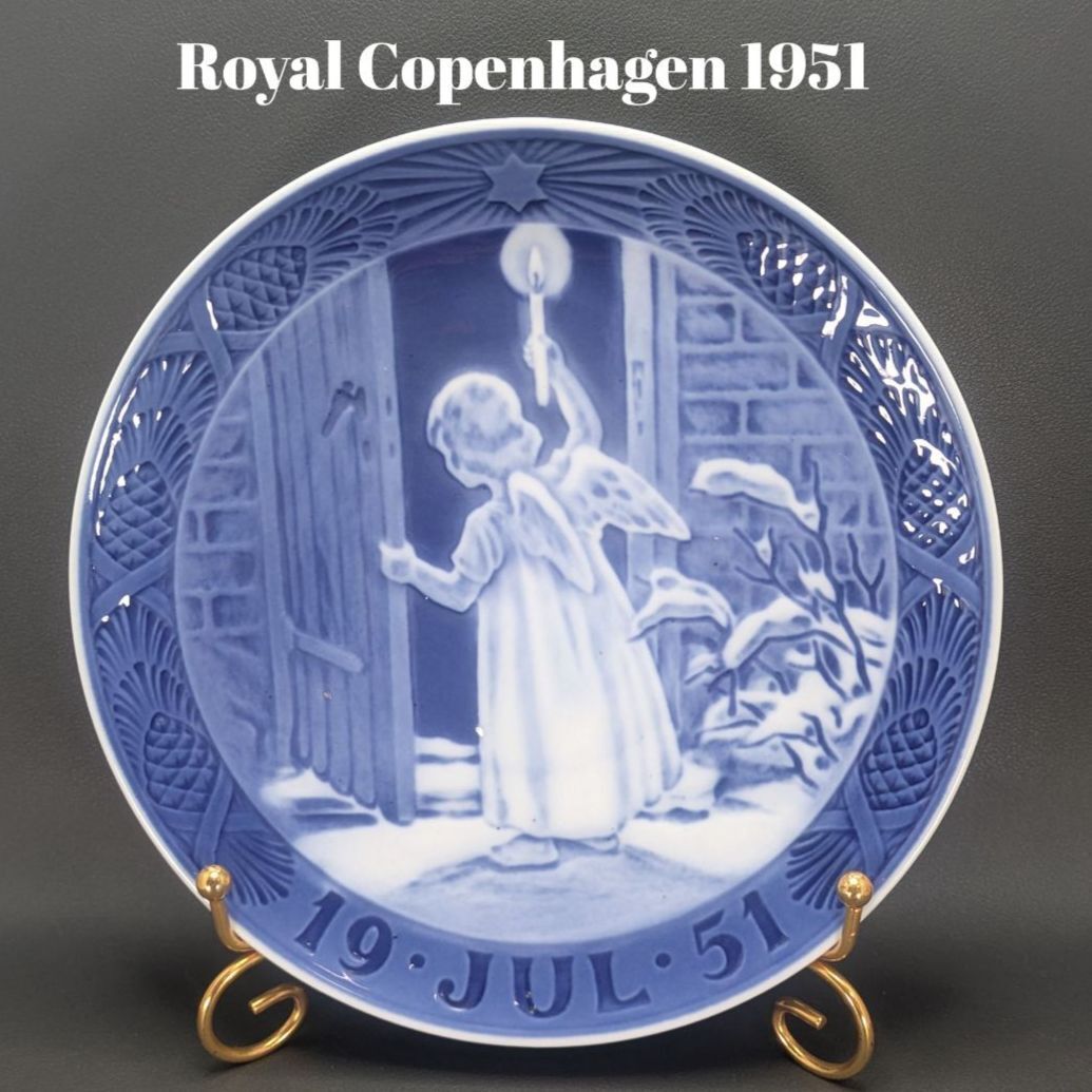 1951 год 1 класса товар Рождество. ангел Royal Copenhagen year plate прекрасный товар ROYAL COPENHAGEN Северная Европа посуда plate античный тарелка 