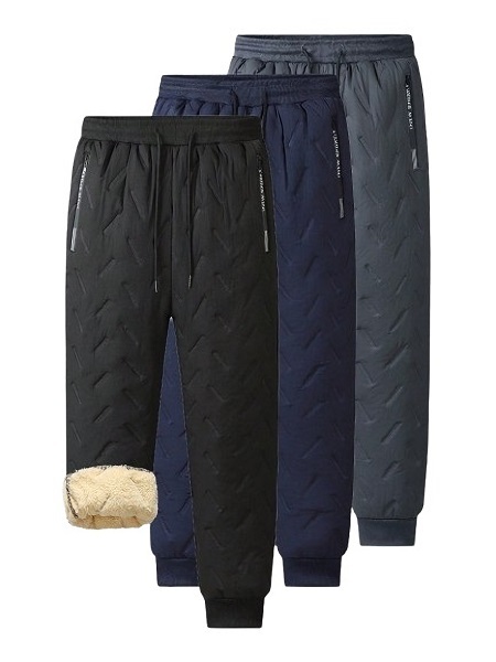 ◆新品 裏ボア 中綿ダウン ジョガーパンツ M ブラック モコモコ メンズ ダウン パンツ◆_画像2