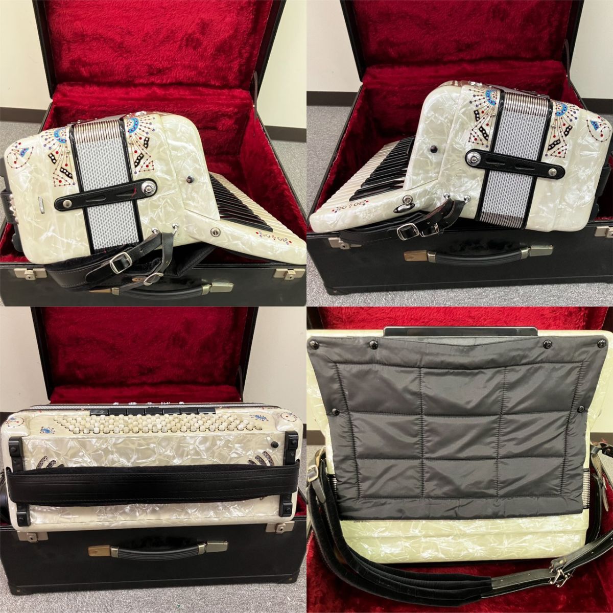 B010-HR4-70 SONAS ソナス ボタンアコーディオン 音出確認済 ケース付き ホワイトカラー アコーディオン 蛇腹楽器 鍵盤楽器 HA_画像3