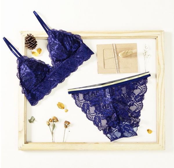  non тросик общий кружевной бюстгальтер * шорты комплект свободный темно-синий! бесплатная доставка отметка ..