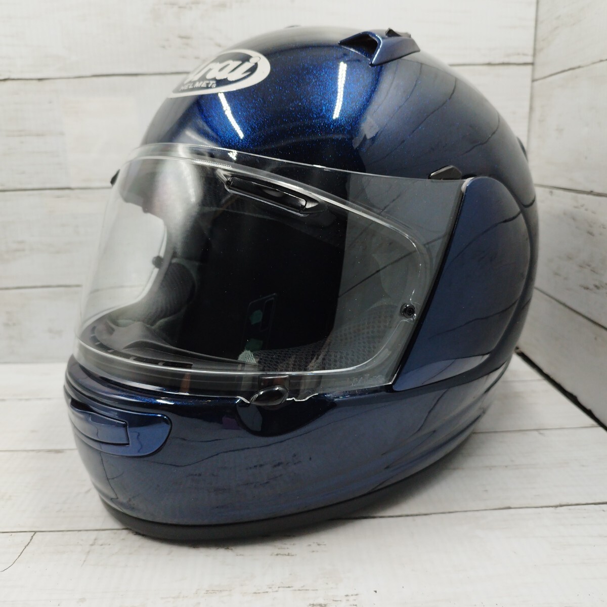 【美品】ARAI アライ QUANTUM-J クアンタム-J GlassBlue グラスブルー サイズ59-60cm未満フルフェイス 東単 保管袋・箱あり_画像1