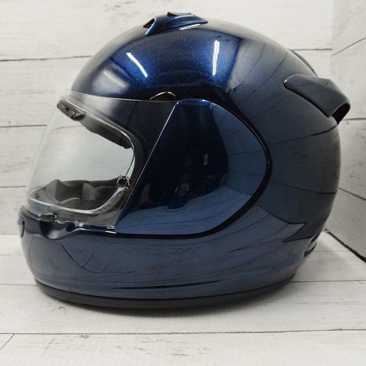 【美品】ARAI アライ QUANTUM-J クアンタム-J GlassBlue グラスブルー サイズ59-60cm未満フルフェイス 東単 保管袋・箱あり_画像2