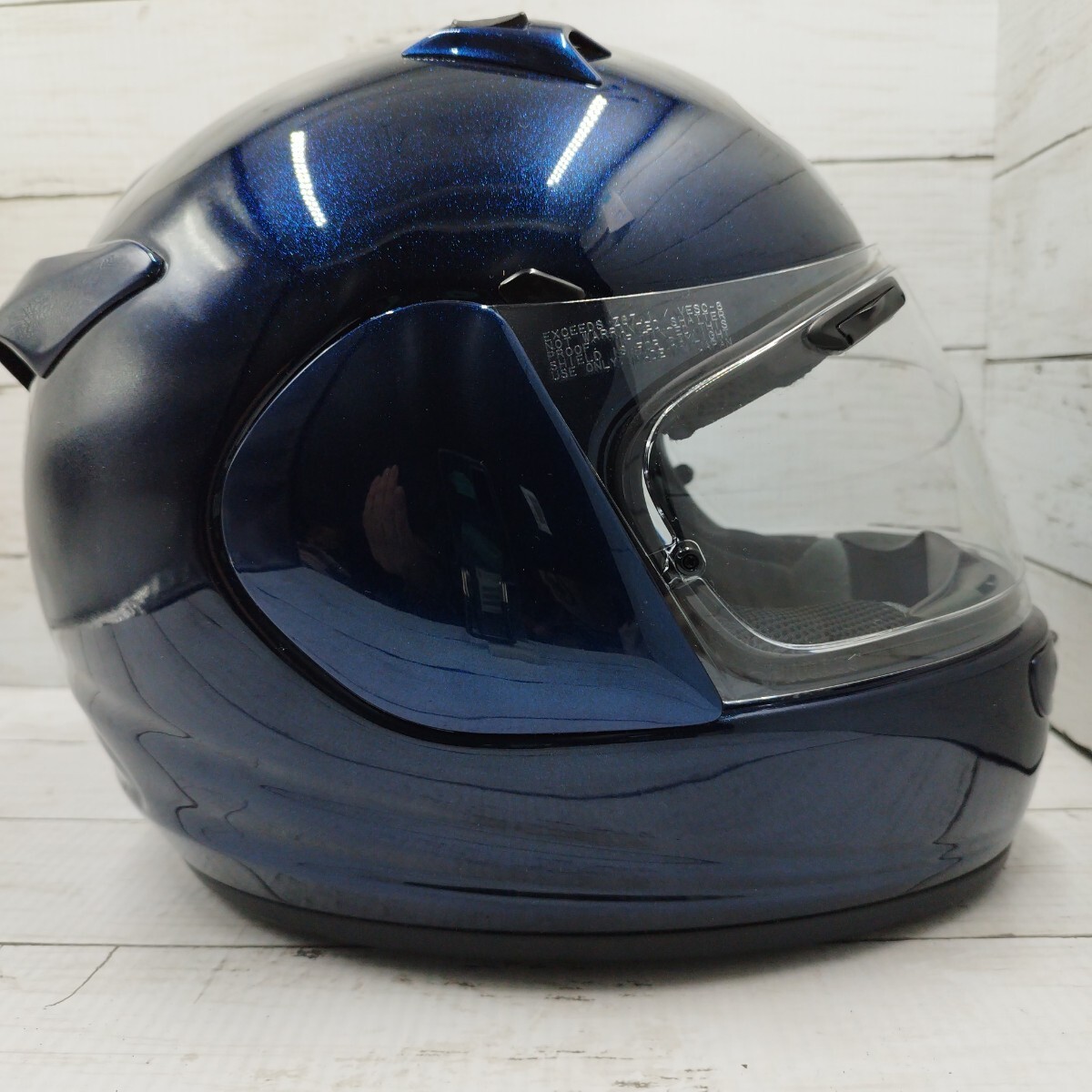 【美品】ARAI アライ QUANTUM-J クアンタム-J GlassBlue グラスブルー サイズ59-60cm未満フルフェイス 東単 保管袋・箱あり_画像4