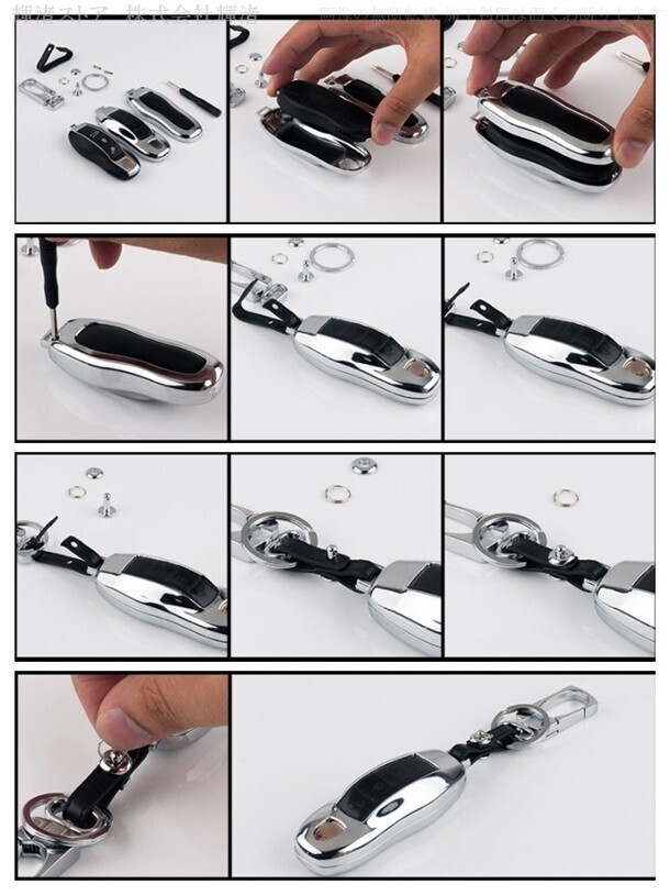 新品即決.ポルシェ 本革 メタル レザー キーケース キーカバー 718 981 987 ケイマン ボクスター 997 991カレラ カイエン 958前期 マカン_画像9