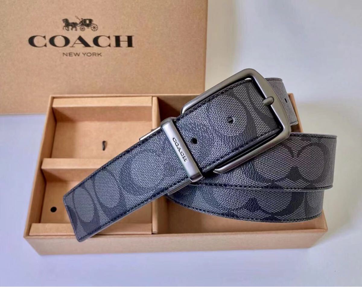 コーチ　新品　リバーシブル　シグネチャー　バックル回転可能　フリーサイズ　紳士　ビジネス　社会人ベルト_画像5
