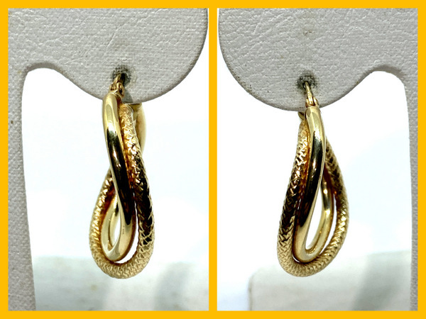 【即決】 K14 585 フープ ピアス イタリーピアス ゴールド 14金 フープピアス ジュエリー イタリー製 1.7g _画像2