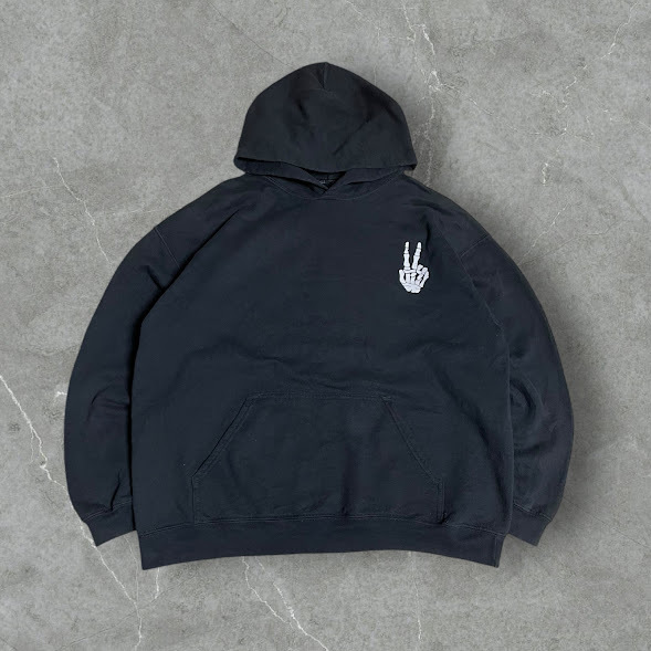 ★スケルトン・ハンド ピース・サイン プルオーバーパーカー L-XLサイズ相当_画像1