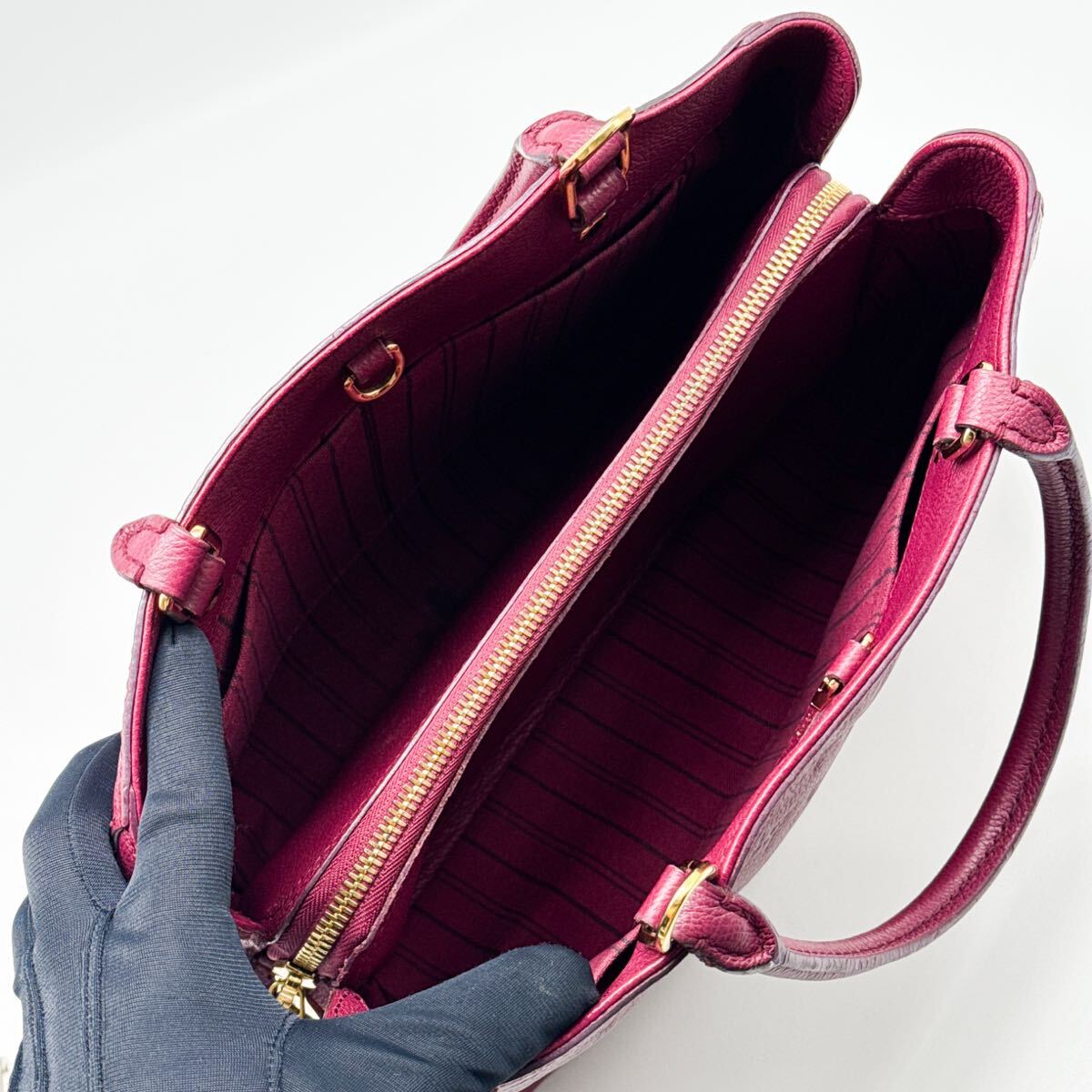 ルイヴィトン モノグラム アンプラント モンテーニュMM ハンドバッグ 赤 2way ショルダーバッグ_画像4