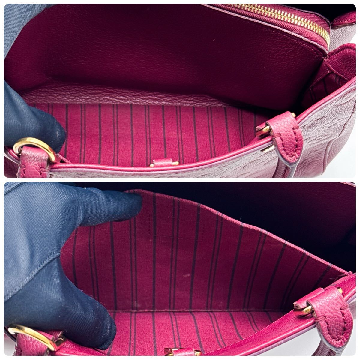 ルイヴィトン モノグラム アンプラント モンテーニュMM ハンドバッグ 赤 2way ショルダーバッグ_画像6