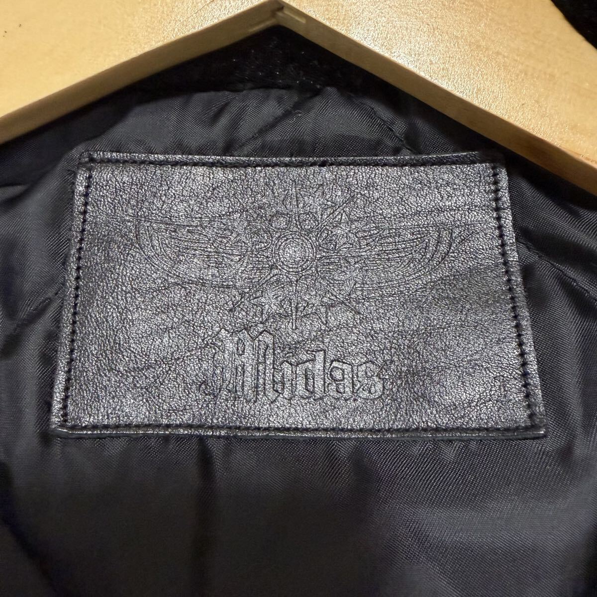 希少 美品 MIDAS ミダス ダブルライダース ジャケット Y2K アーカイブ ブラック スタッズ 袖刺繍 メンズ 激レア ファー 黒 ロック M〜L相当_画像7