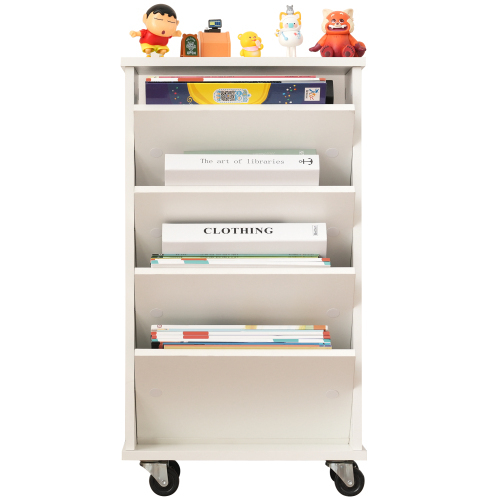 本棚 4段 スリム 絵本棚 大容量 アクリル デスク収納 木製 絵本ラック 収納ラック 360° 漫画収納 雑誌 教科書 が ディスプレイ書 KU868_画像9