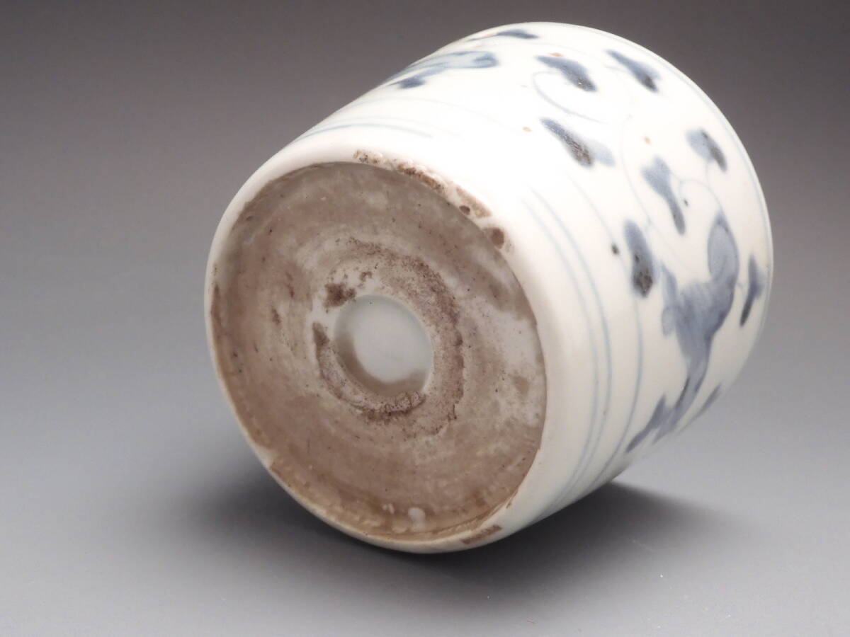 0.0 старый Imari белый фарфор с синим рисунком цветок Tang . документ соба чашка саке нет царапина Edo период B46