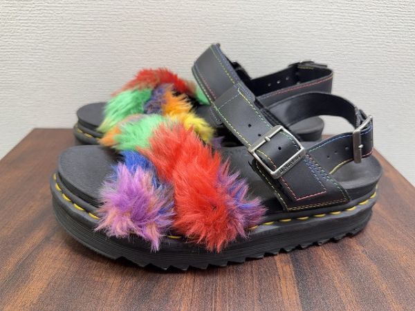 E055 Dr.Martens ドクターマーチン VOSS II FLUFFY マルチカラー サンダル UK6 現状品_画像3