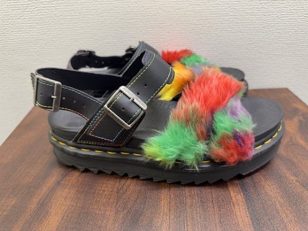 E055 Dr.Martens ドクターマーチン VOSS II FLUFFY マルチカラー サンダル UK6 現状品_画像4