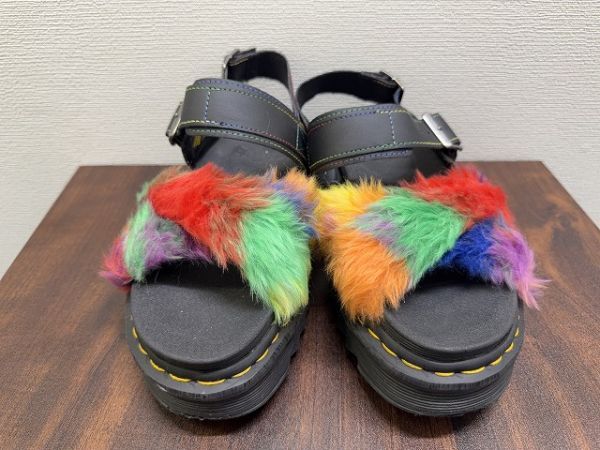 E055 Dr.Martens ドクターマーチン VOSS II FLUFFY マルチカラー サンダル UK6 現状品_画像5
