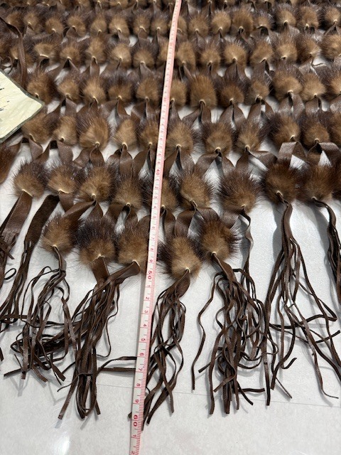 *H7-11-19 прекрасный товар Demi-Puff Mink норка First -ru шаль пончо кожа Brown мех бахрома японский костюм . оборудование хранение товар 