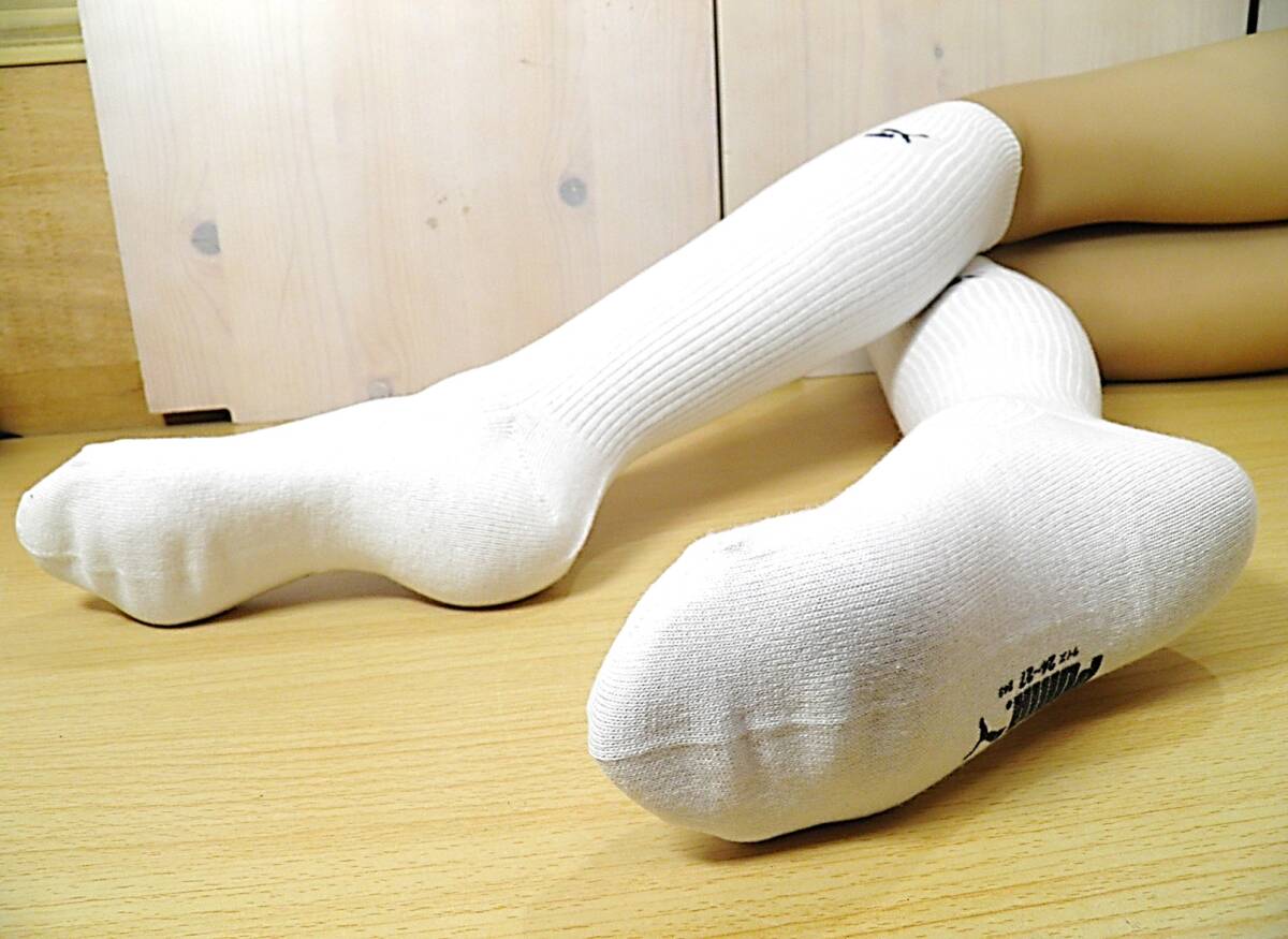 【未使用★レッグウェア】日本製◆Hit Union◆PUMA◆くっきり 2×2リブ◆白リブ ハイソックス◆22-24cm◆38cm丈◆稀少A◆_画像8