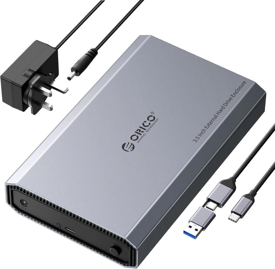 ORICO 3.5インチ HDD ケース 6Gbps USB 3.2 Gen 2 外付けハードディスクケース アルミ 3.5インチ HDD 外付けケース サポート3.5/2.5イン_画像1