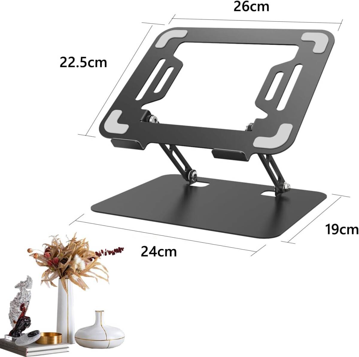 QA28ノートパソコンスタンド- ホルダー PC 折りたたみ式 人間工学 無段階高さ&角度調整可能 姿勢改善 腰痛＆猫背＆肩こり解消 滑り止め_画像2