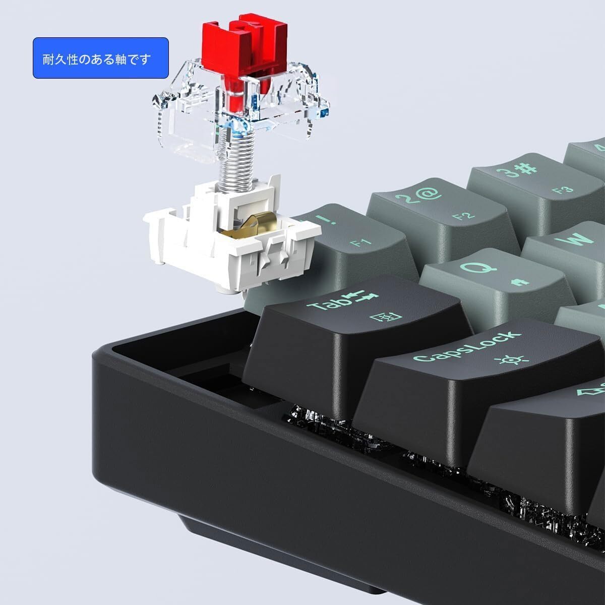 ゲーミングキーボード メカニカル式 赤軸を採用 61キー Type-C USB有線接続 RGB発光 LEDバックライト付き Windows/Mac OS対応_画像5